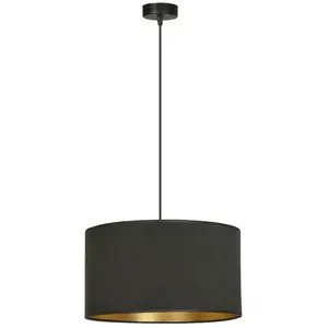 Emibig HILDE Plafonnier suspendu cylindrique noir Hilde avec abat-jour en tissu noir, 1x E27 pas cher