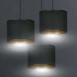Emibig HILDE Plafonnier suspendu Hilde Black Cluster avec abat-jour en tissu noir, 3x E27 pas cher