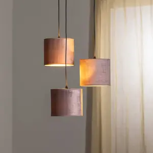 Emibig HILDE Plafonnier suspendu Hilde Black Cluster avec abat-jour en tissu rose 3x E27 pas cher