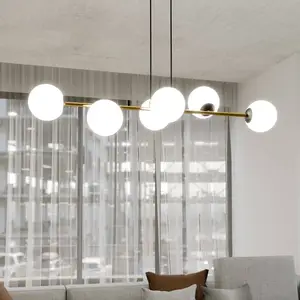 Emibig Gravity Hanglamp 6xE14 Zwart/Goud Opaal Glas pas cher