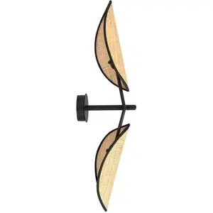 Applique murale - Emibig - VENE - Design noir - Abat-jour en tissu marron - 2x E14 pas cher