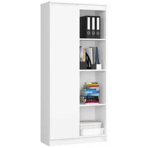AKORD Bibliothèque de bureau, Étagère R80 blanche 80 cm (1) porte coul... pas cher