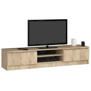 Meuble TV AKORD - Chêne Sonoma - 160 cm - 2 portes - 2 étagères pas cher