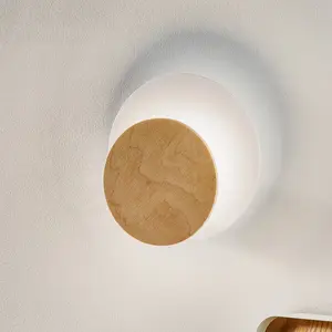 EULUNA Applique Circle En Blanc, Plaque Déco Bois Clair pas cher