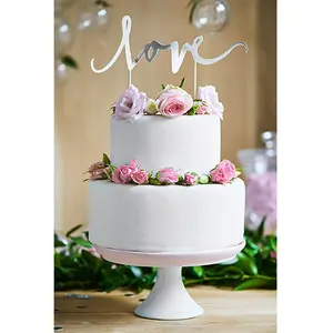 PartyDeco Cake Topper Love - Zilver pas cher