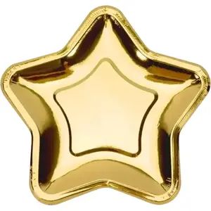 PartyDeco Monnikendam.nl """Papieren borden Star, goud, 18cm (1 zakje met 6 stuks)""" pas cher