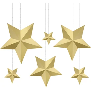 Partydeco Decoration Stars, or (1 pkt / 6 pc.) pas cher