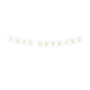 PartyDeco Just Married Wit Goud - 2.5 meter pas cher