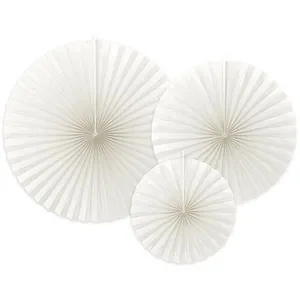 PartyDeco 3 ÉVENTAILS DÉCO BLANC CASSÉ 23-32-40CM pas cher