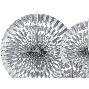 Partydeco 3 ÉVENTAILS DÉCO ARGENT 23-32-40CM pas cher