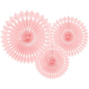 Partydeco Tissue fan, light powder pink, 20-30cm (1 pkt / 3 pc.) pas cher