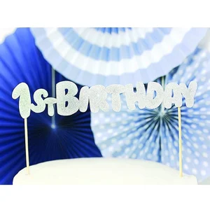 Partydeco - Cake topper 1st Birthday Zilver pas cher