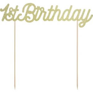 Partydeco - Cake topper 1st Birthday Goud pas cher