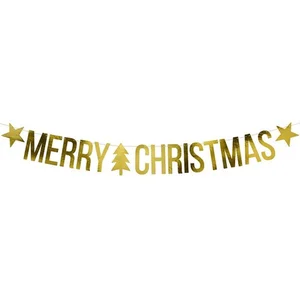 Party-Decoration Partydeco - DIY Vlaggenlijn Merry Christmas Goud (150 cm) pas cher