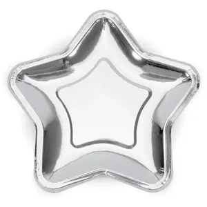 PartyDeco Merkloos / Sans marque Zilveren Borden Ster 23cm 6st pas cher