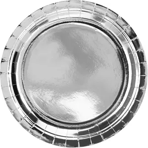 PARTYDECO Assiette Ronde Carton Argent x6 pas cher
