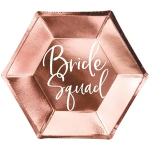 PARTYDECO - 6 Bride Squad roségouden bordjes 23 cm pas cher