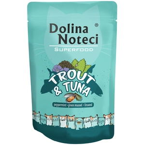 10x85g, Dolina Noteci Superfood, truite et thon, nourriture humide pour chats pas cher