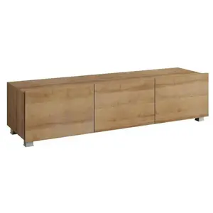 MEUBLES LINE Calabrini 150 BR04 Meuble TV Mural Brun avec Couvercle et Ouverture sans poignée pas cher