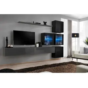 Ensemble Mural - Switch Xix - 4 Vitrines - 2 Bancs Tv - 1 Étagère - No... pas cher