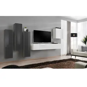 Ensemble Mural - Switch Iii - 3 Vitrines Verticales - 1 Banc Tv - 1 Vi... pas cher