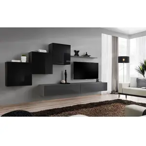 Ensemble Mural - Switch X - 3 Vitrines Carrées - 2 Bancs Tv - 1 Étagèr... pas cher