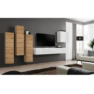 Ensemble Mural - Switch Iii - 3 Vitrines Verticales - 1 Banc Tv - 1 Vi... pas cher