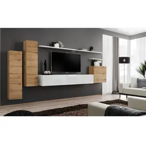 Ensemble Mural - Switch I - 3 Vitrines Verticales - 1 Banc Tv - 3 Étag... pas cher