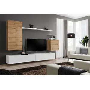 Ensemble Mural - Switch Ii - 1 Vitrine Led - 1 Banc Tv - 1 Étagère Mur... pas cher