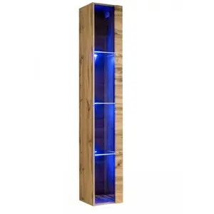AC-DÉCO Vitrine verticale - Switch WW 1 - L 30 cm x P 30 cm x H 180 cm - Bois pas cher