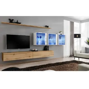 AC-DÉCO Ensemble Mural - Switch Xvii - 3 Vitrines Led - 2 Banc Tv - 2 ... pas cher