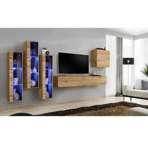 Ensemble mural - AC-DÉCO - Switch XIII - 3 vitrines LED - 1 banc TV - ... pas cher