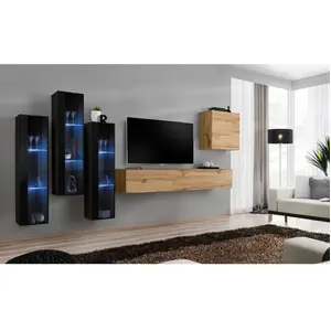 Ensemble mural - AC-DÉCO - Switch XIII - 3 vitrines LED - 1 banc TV - ...