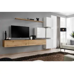 Ensemble mural - AC-DÉCO - Switch IX - 4 vitrines carrées - 2 bancs TV... pas cher