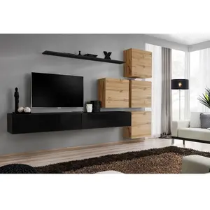 Ensemble mural - AC-DÉCO - Switch IX - 4 vitrines carrées - 2 bancs TV... pas cher