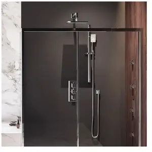 Omnires, Robinetterie de salle de bains, Robinet thermostatique douche et bain, 3 sorties, encastrable, finition chromée pas cher