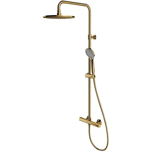 OMNIRES Y - Doucheset met thermostaat, diameter 25 cm, 5 stralen, goud Y1244LUXLGL
