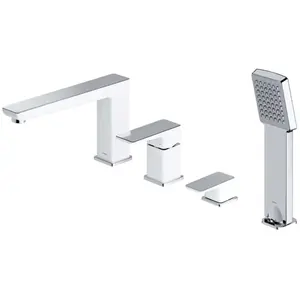 Omnires, Robinetterie de salle de bains, parma - badrandkraan, 4-gats installatie, wit/chroom pas cher