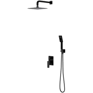 OMNIRES Parma - Doucheset met inbouwkraan, met huis, 20x20 cm, 3 stralen, mat zwart SYSPM10BL pas cher