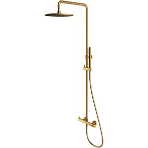 Omnires, Système de douche, Y-Wandbrauseset mit Regenbrausekopf, gebürstetes Gold pas cher