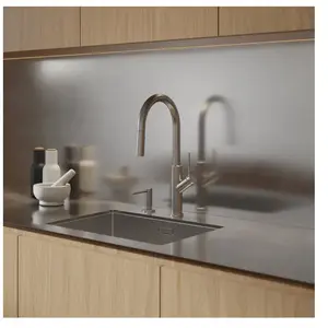 Omnires Bend keukenkraan nikkel, uittrekbare uitloop, 44,4 cm hoog pas cher