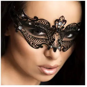 Chilirose Cr3755 - Verkleedmasker - Kant Look - Zwart - Verstelbaar pas cher