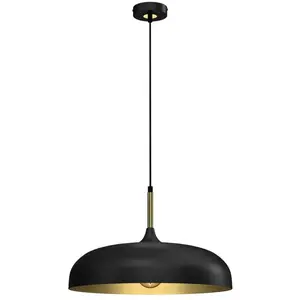 MILAGRO Suspension LINCOLN NOIR/OR 1xE27 45cm pas cher