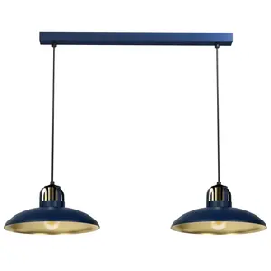 MILAGRO Suspension FELIX BLEU MARINE/OR 2xE27 pas cher