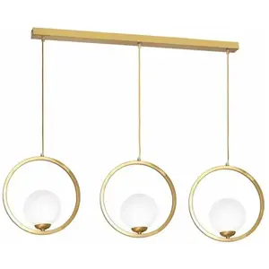 MILAGRO EULUNA Suspension Vienna, Verre Opale, Laiton, 3 LampeVendu parmanomano