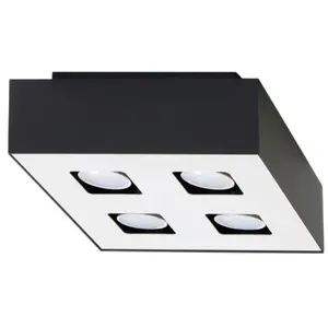 Plafonnier LED MONO 4 - Sollux - Noir - Design industriel - 4 x GU10 pas cher