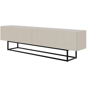 SELSEY Meuble TV sur pieds noir - VELDIO - 175 cm - gr ge pas cher