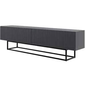 SELSEY Meuble TV sur pieds noir - VELDIO - 175 cm - noir pas cher