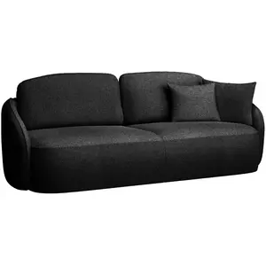 SELSEY Canapé convertible trois places - SAVOY - en tissu chenille noir pas cher