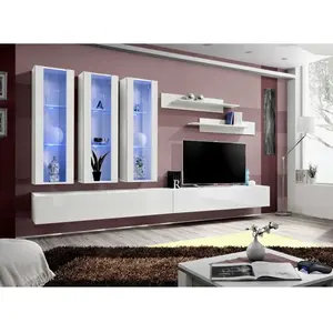 Ensemble Meuble Tv Mural - Fly Iii - 320 Cm X 190 Cm X 40 Cm - Blanc pas cher